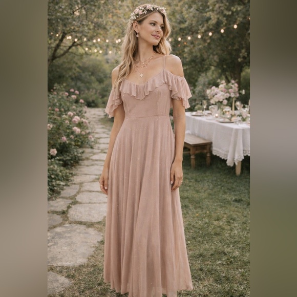 Alex Evenings | Dresses | Alexa B Nights Cold Shoulder Glitter Mesh ...